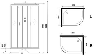 Душевая кабина Niagara NG-33294-14RG с гидромассажем 120x90см серебро/матовое